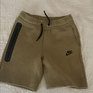 Nike Youth Tech Fleecw Athletic Shorts in Tan with Black Accents